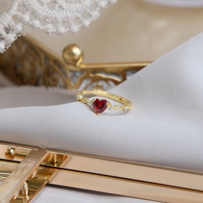 Solid 10k cheapest gold rubi and Diamond heart ring