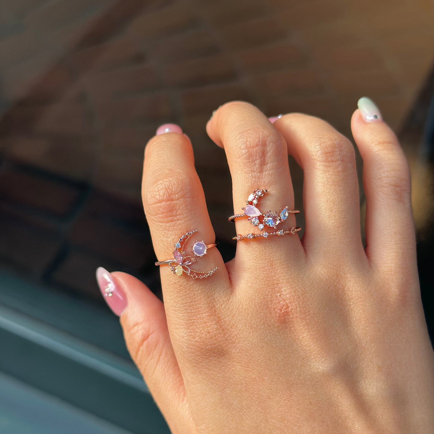 Rosy Moonrise Ring