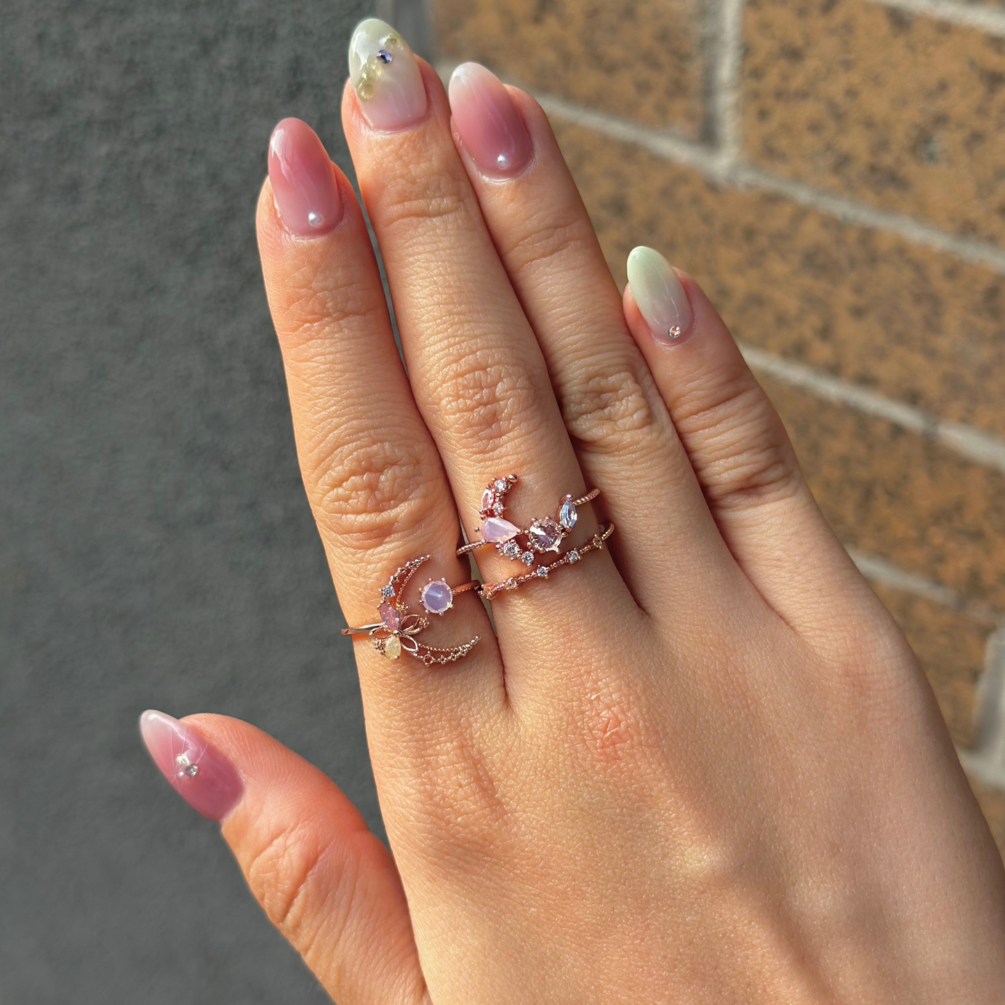 Rosy Moonrise Ring