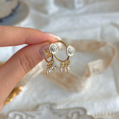 White Rose Earrings - Emilia
