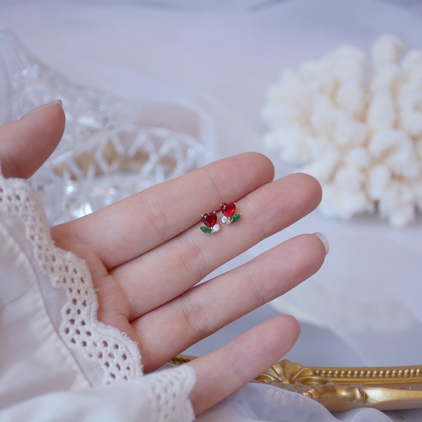 Red Heart Stud Earrings