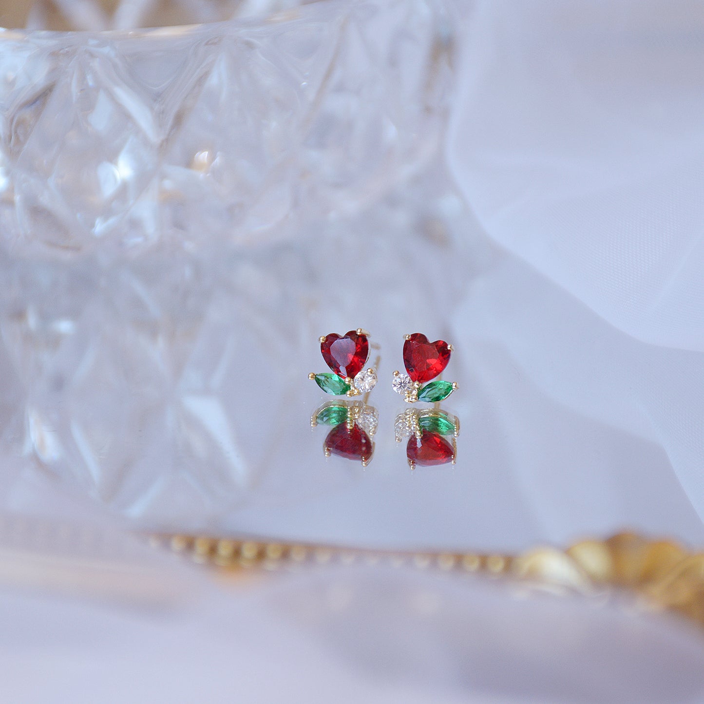 Red Heart Stud Earrings