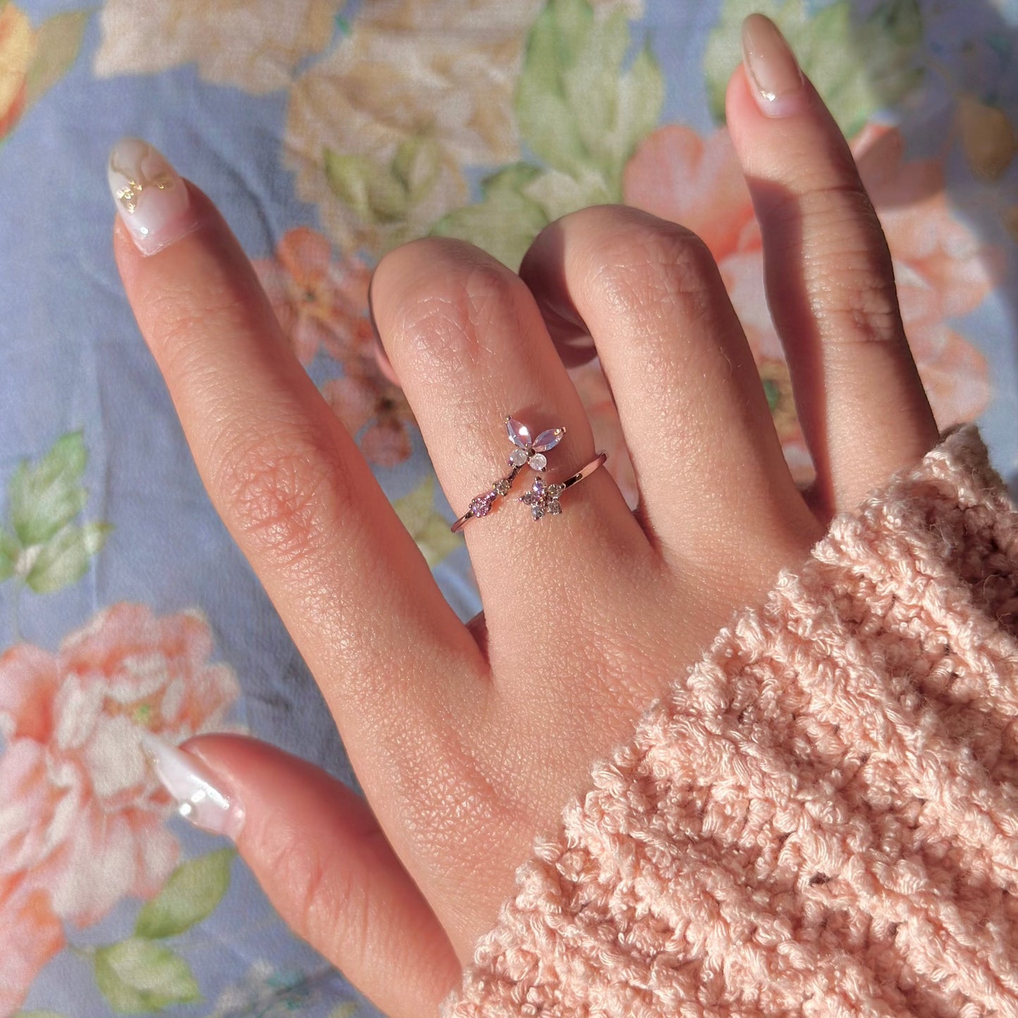 Pink Butterfly Ring