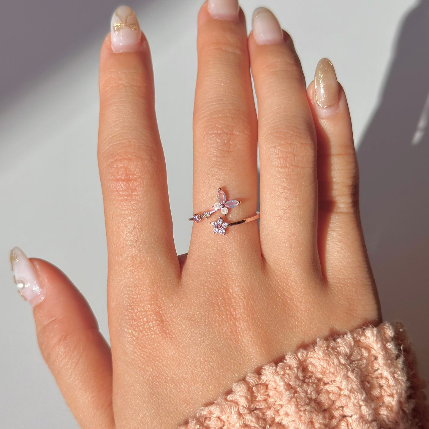 Pink Butterfly Ring