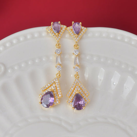 Amethyst Baroque Drop Earrings - Hypoallergenic - Abbott Atelier