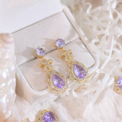 Amethyst Bow Rococo Earrings - Hypoallergenic - Abbott Atelier