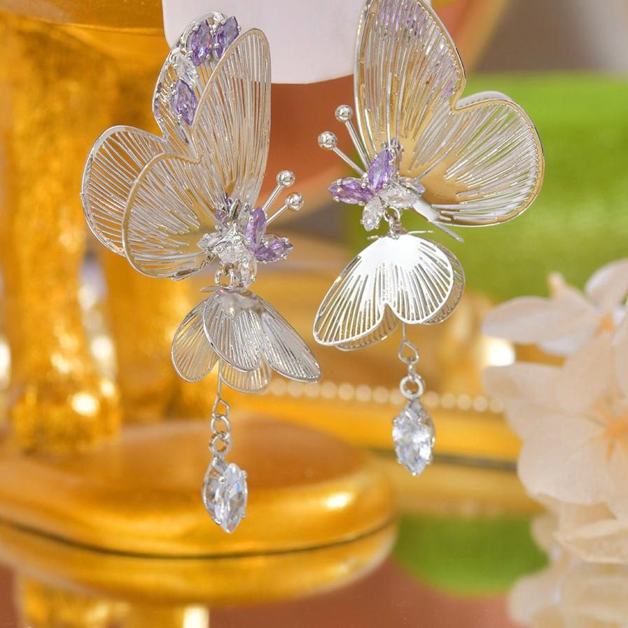 Amethyst Butterfly Earrings - Hypoallergenic - Abbott Atelier