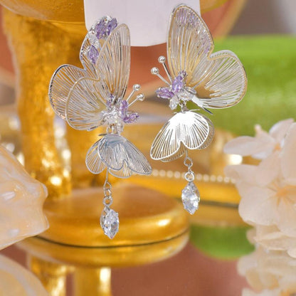 Amethyst Butterfly Earrings - Hypoallergenic - Abbott Atelier