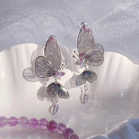 Amethyst Butterfly Earrings - Hypoallergenic - Abbott Atelier