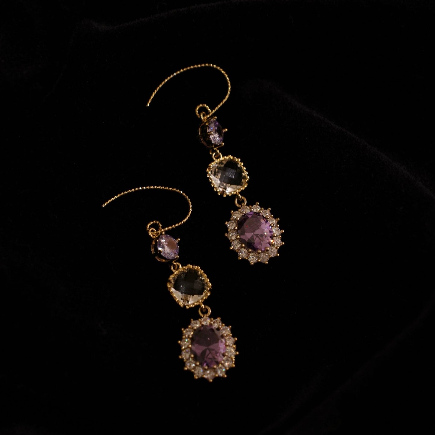 Amethyst Drop Earrings - Gold - Plated - Abbott Atelier