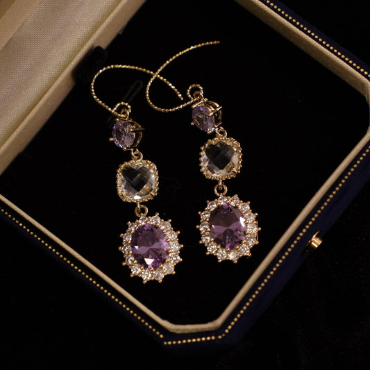 Amethyst Drop Earrings - Gold - Plated - Abbott Atelier