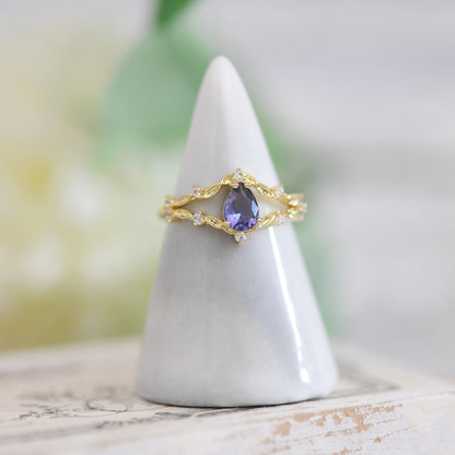 Amethyst Ring Set - Violet - Gold - Plated - Abbott Atelier