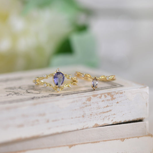 Amethyst Ring Set - Violet - Gold - Plated - Abbott Atelier