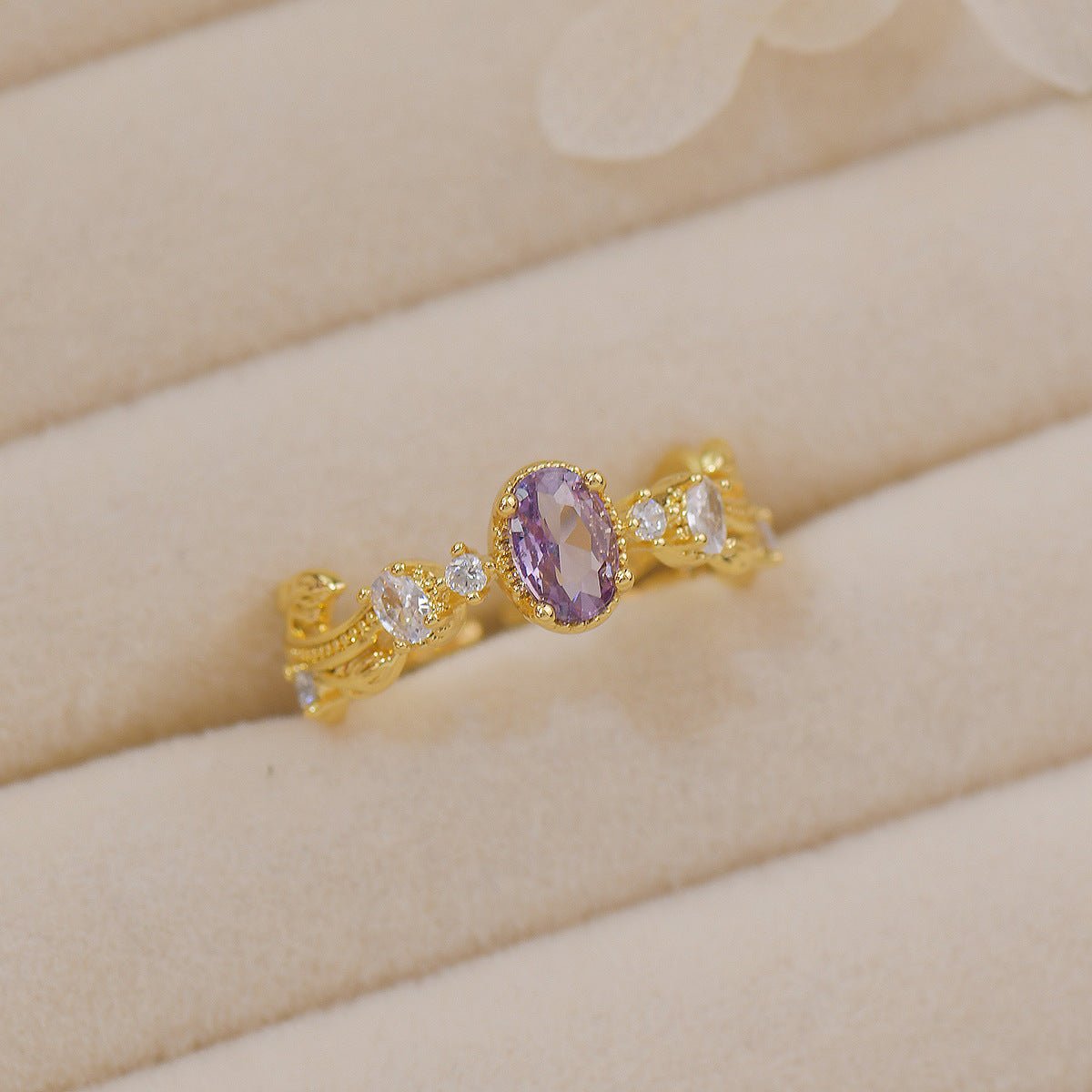 Amethyst Rococo Ring Set - Gold - Plated - Abbott Atelier