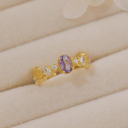 Amethyst Rococo Ring Set - Gold - Plated - Abbott Atelier