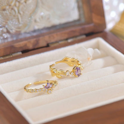 Amethyst Rococo Ring Set - Gold - Plated - Abbott Atelier