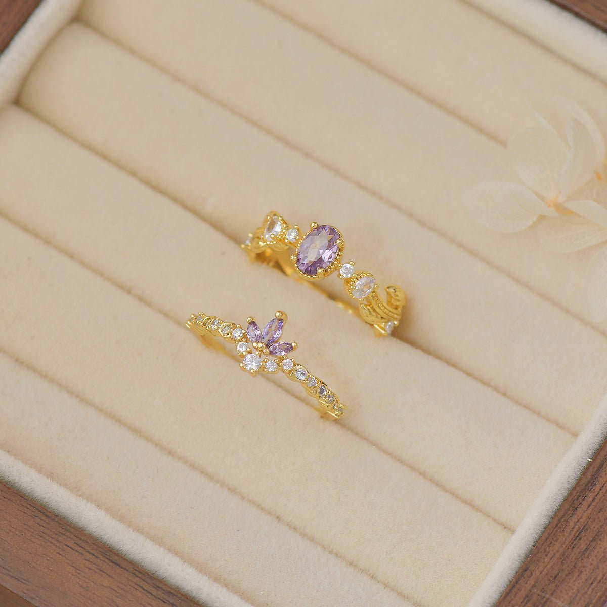 Amethyst Rococo Ring Set - Gold - Plated - Abbott Atelier