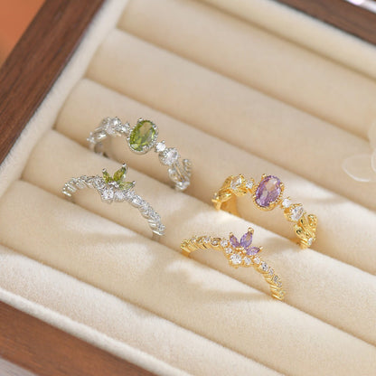 Amethyst Rococo Ring Set - Gold - Plated - Abbott Atelier