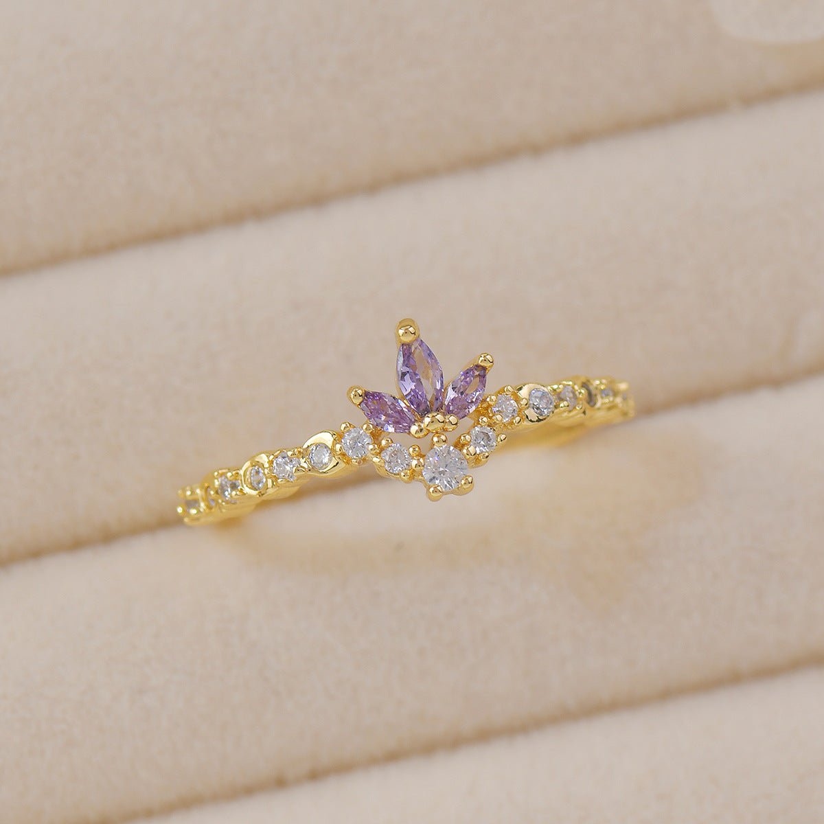 Amethyst Rococo Ring Set - Gold - Plated - Abbott Atelier