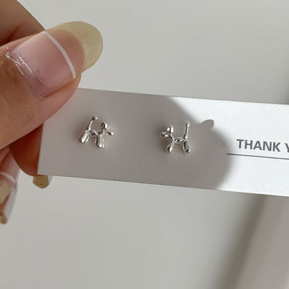 Balloon Dog Stud Earrings (Solid Silver) - Hypoallergenic - Abbott Atelier