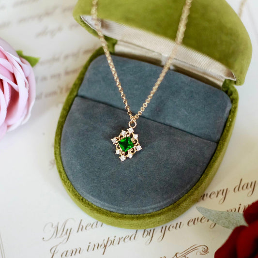 Baroque Emerald Necklace (Solid Silver) - Hypoallergenic - Abbott Atelier