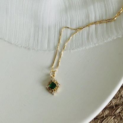 Baroque Emerald Necklace (Solid Silver) - Hypoallergenic - Abbott Atelier