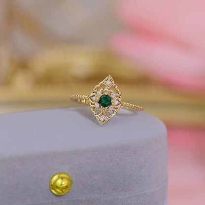 Baroque Emerald Ring - Elsie - Gold - Plated - Abbott Atelier