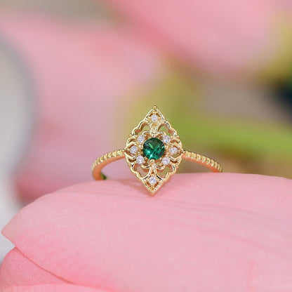 Baroque Emerald Ring - Elsie - Gold - Plated - Abbott Atelier