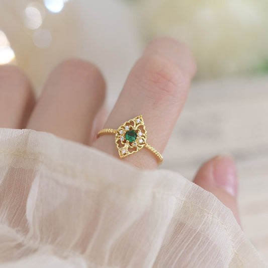 Baroque Emerald Ring - Elsie - Gold - Plated - Abbott Atelier