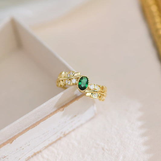 Baroque Emerald Ring - Taryn - Gold - Plated - Abbott Atelier