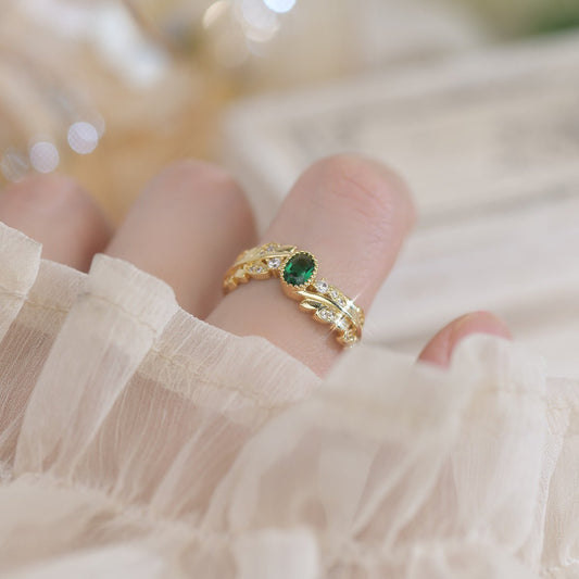 Baroque Emerald Ring - Taryn - Gold - Plated - Abbott Atelier