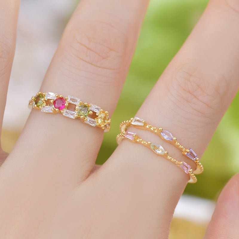 Baroque Gemstone Ring Set - Gold - Plated - Abbott Atelier