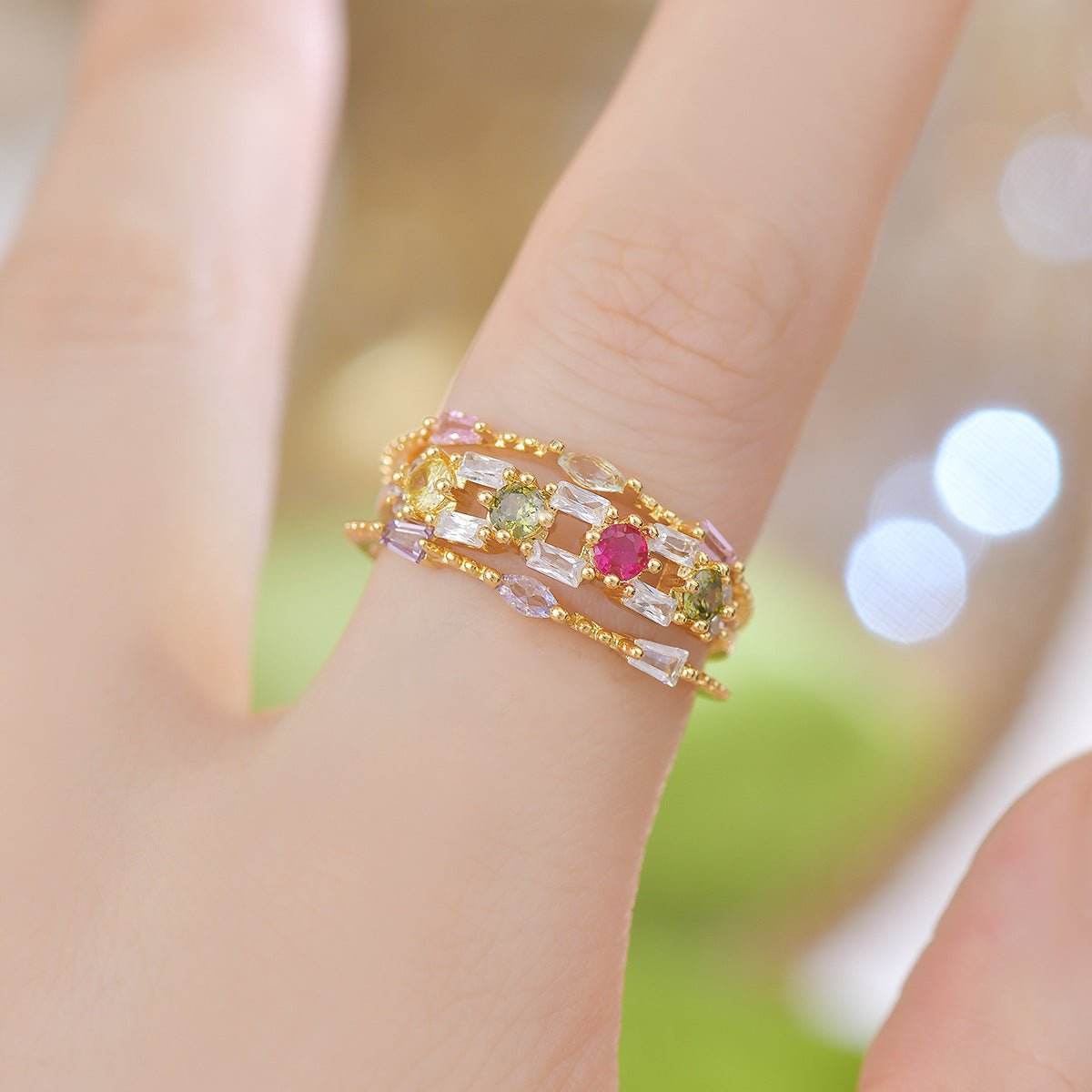 Baroque Gemstone Ring Set - Gold - Plated - Abbott Atelier