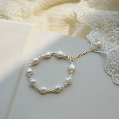 Baroque Pearl Bracelet - Kayleen (Solid Silver) - Freshwater Pearls - Abbott Atelier