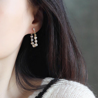 Baroque Pearl Hoop Earrings - Hypoallergenic - Abbott Atelier