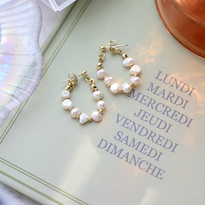 Baroque Pearl Hoop Earrings - Hypoallergenic - Abbott Atelier