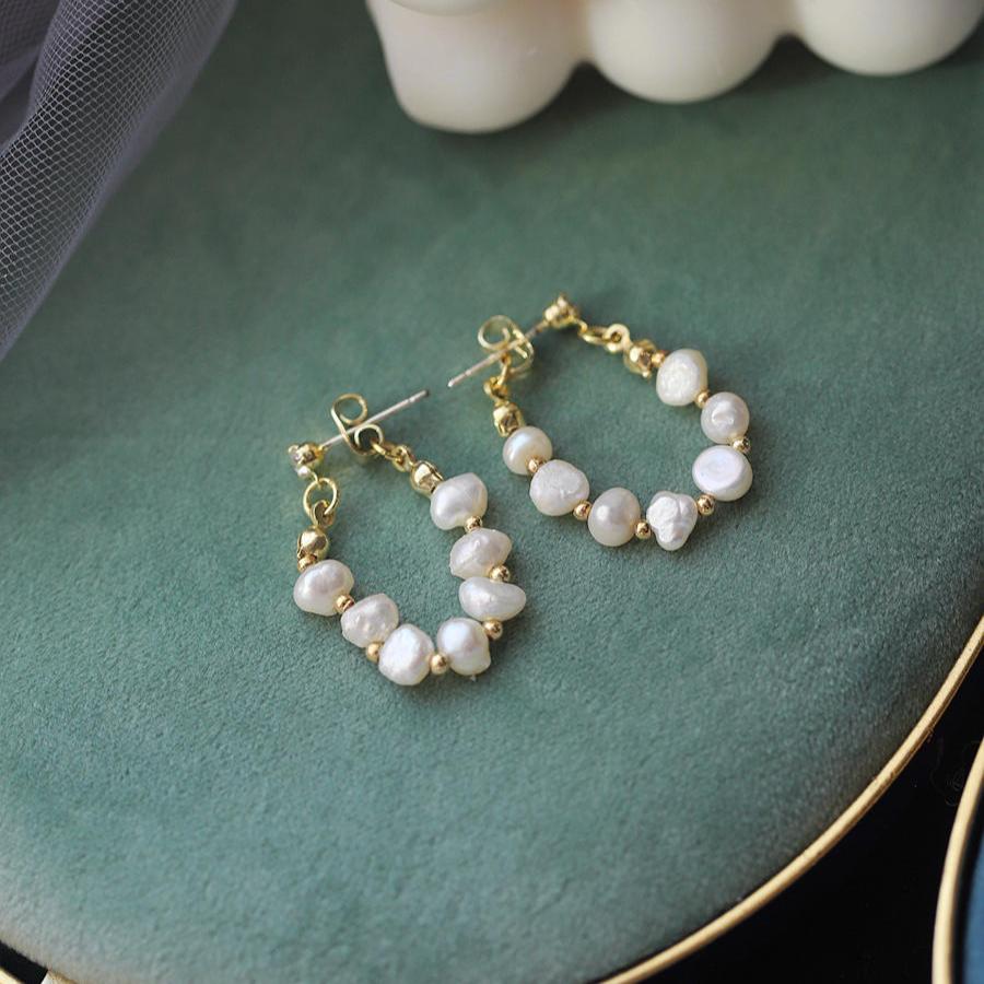 Baroque Pearl Hoop Earrings - Hypoallergenic - Abbott Atelier