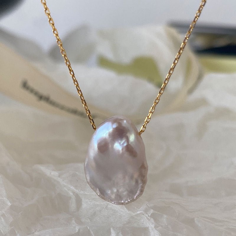 Baroque Pearl Necklace (Solid Silver) - Selena - Hypoallergenic - Abbott Atelier