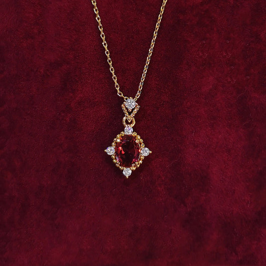 Baroque Ruby Necklace (Solid Silver) - Hypoallergenic - Abbott Atelier