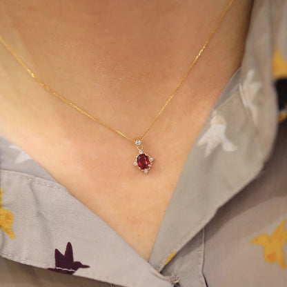 Baroque Ruby Necklace (Solid Silver) - Hypoallergenic - Abbott Atelier