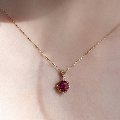 Baroque Ruby Necklace (Solid Silver) - Hypoallergenic - Abbott Atelier