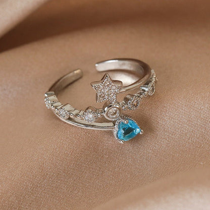 Blue Heart Star Ring - Gold - Plated - Abbott Atelier