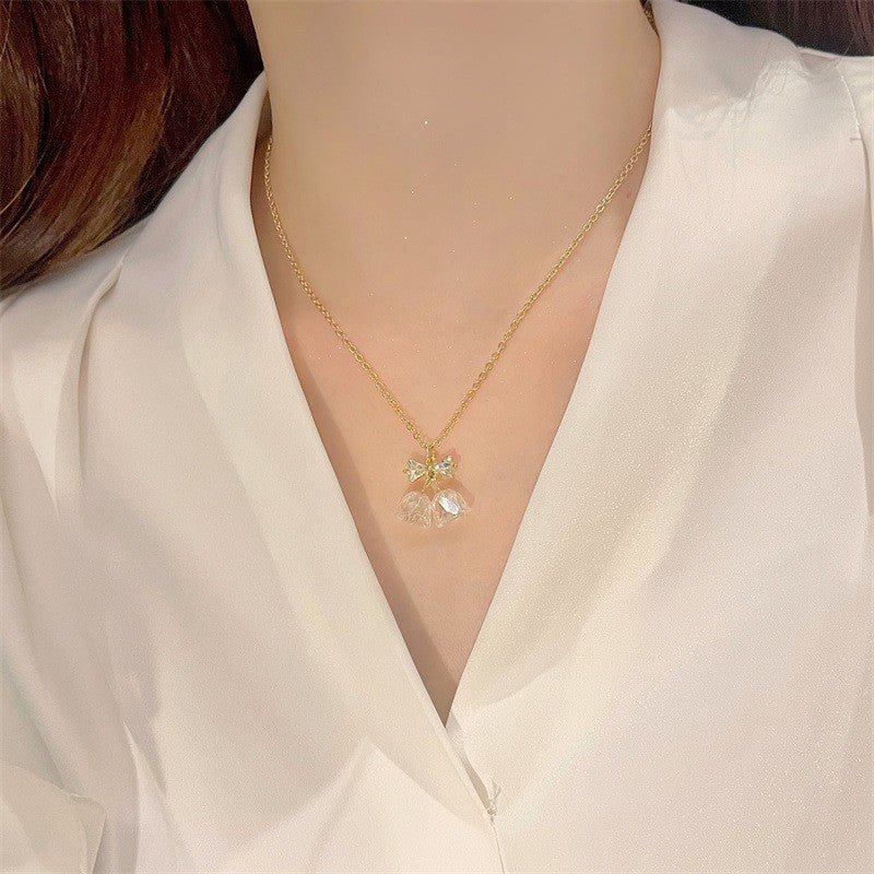 Bow and Bells Necklace - Gold - Plated - Abbott Atelier