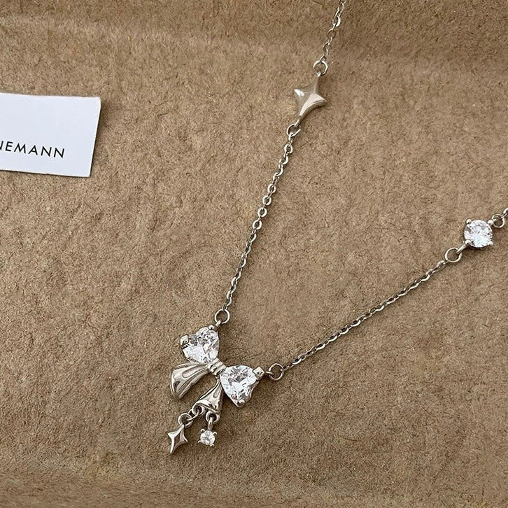 Bow Necklace (Solid Silver) - Caroline - Hypoallergenic - Abbott Atelier