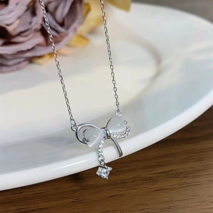 Bow Necklace (Solid Silver) - Christine - Hypoallergenic - Abbott Atelier