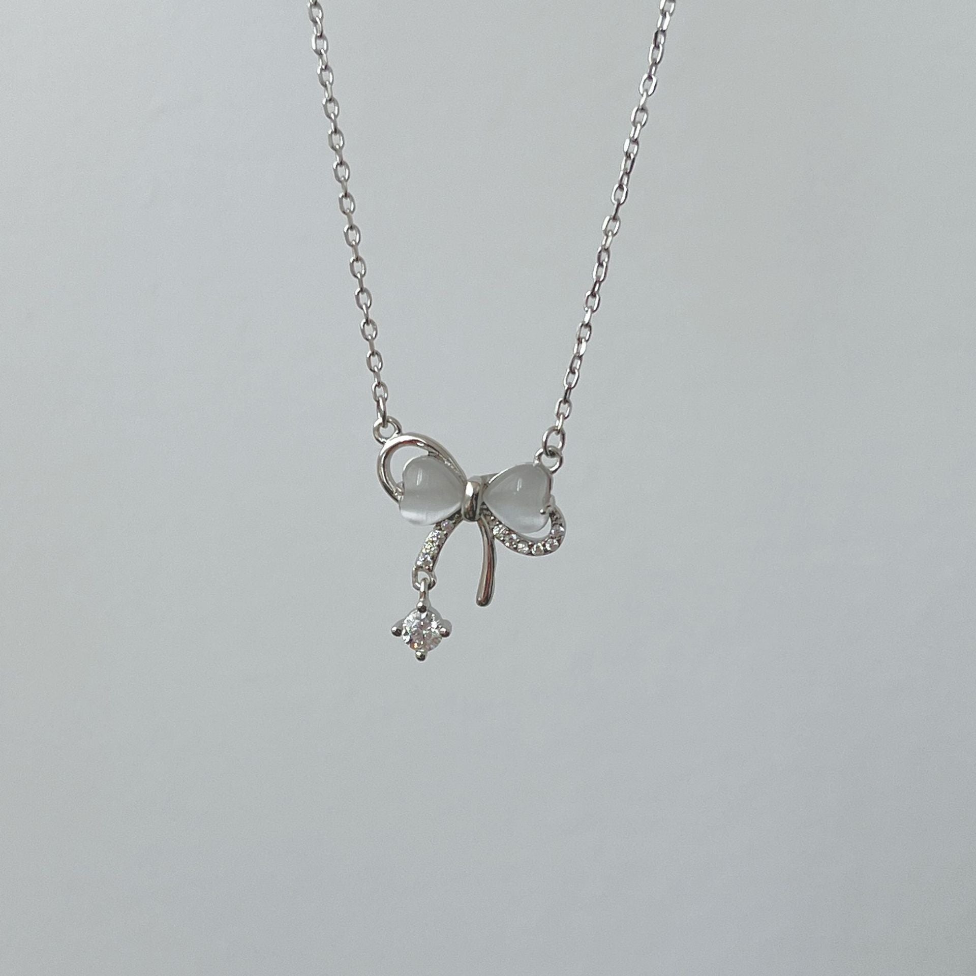 Bow Necklace (Solid Silver) - Christine - Hypoallergenic - Abbott Atelier