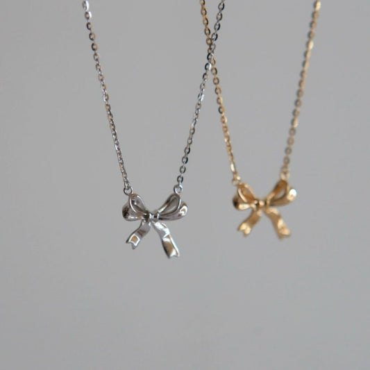 Bow Necklace (Solid Silver) - Loretta - Hypoallergenic - Abbott Atelier