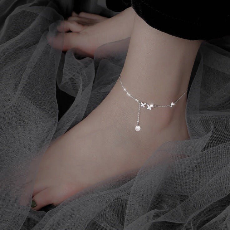 Butterfly Anklet (Solid Silver) - Sydney - Hypoallergenic - Abbott Atelier