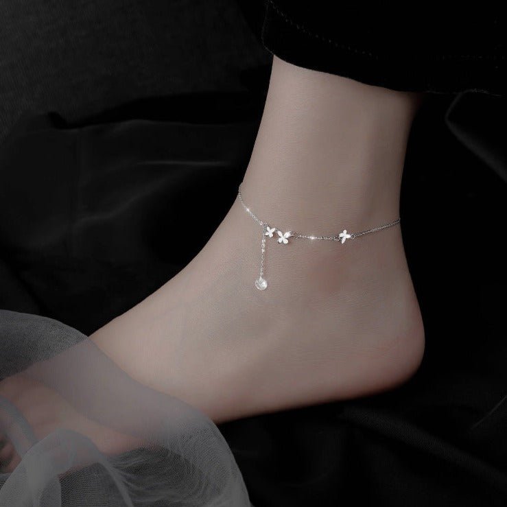 Butterfly Anklet (Solid Silver) - Sydney - Hypoallergenic - Abbott Atelier