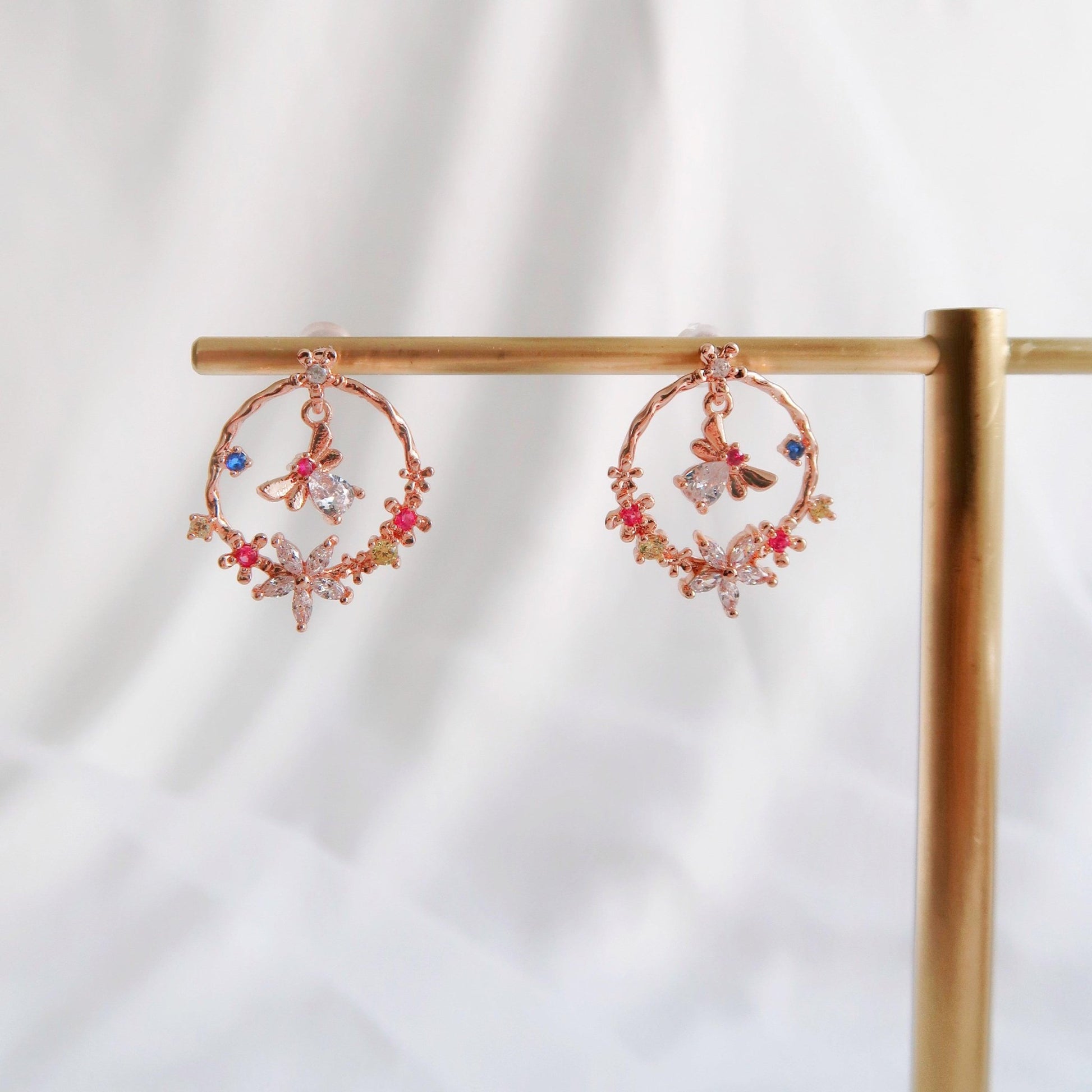 Butterfly Flower Earrings - Hypoallergenic - Abbott Atelier